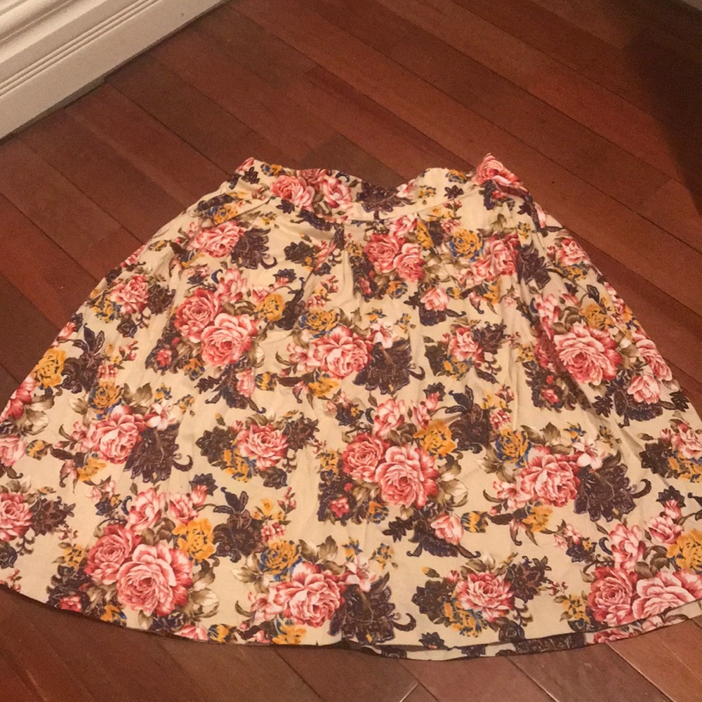 Floral High Waist Full A-Line Skirt